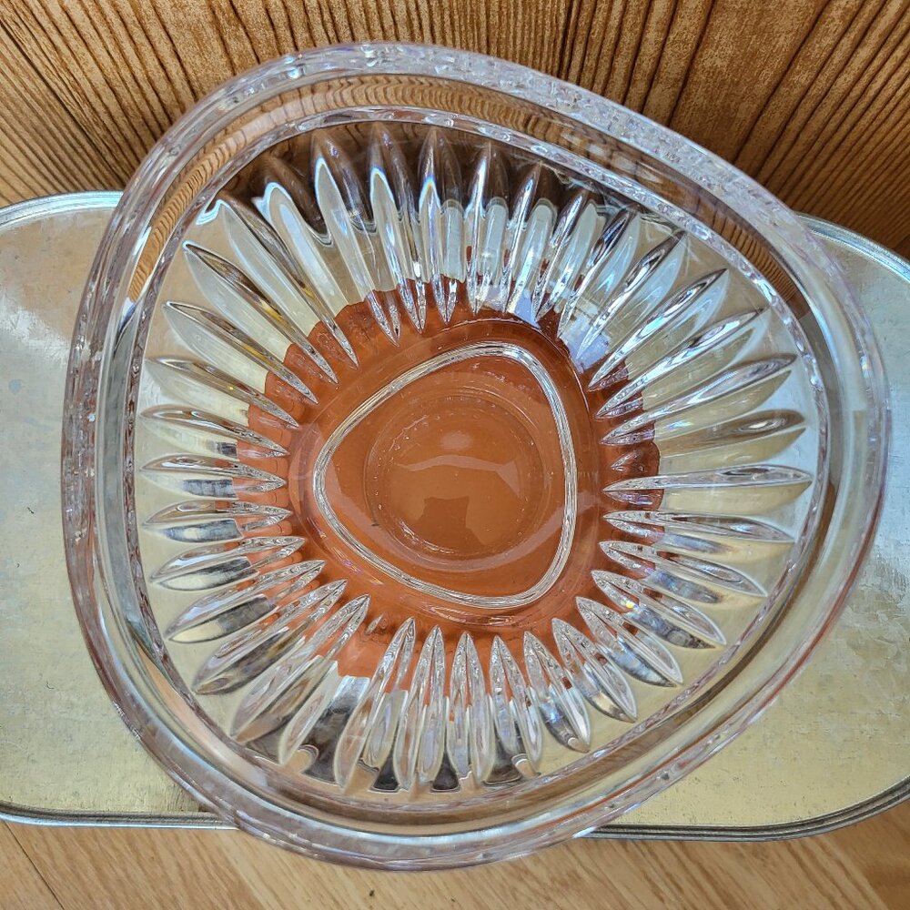Vintage Mikasa Crystal Triangle Bowl Cimarron Collection 6" diameter, 3.25" tall